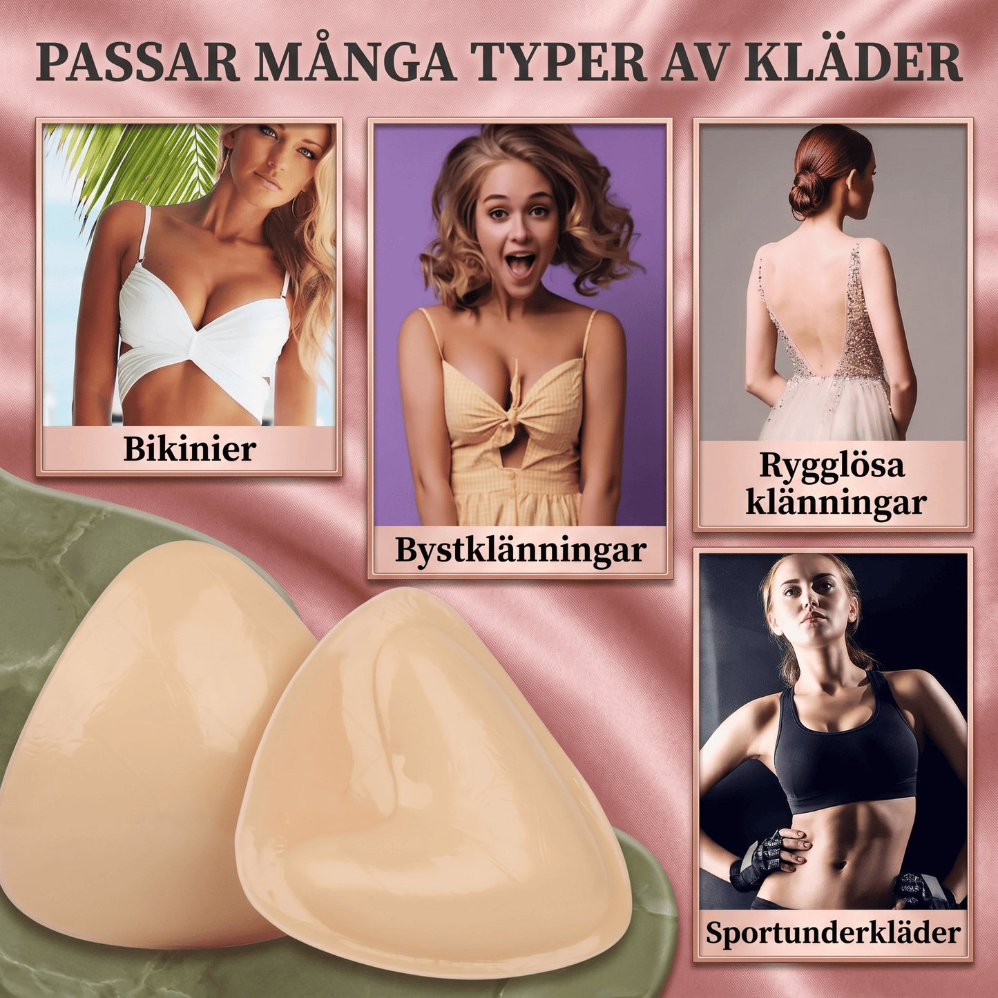 HushForm – Självhäftande Push-Up Inlägg | Diskret Lyft för Öppna Ryggar & Djupa Ringningar