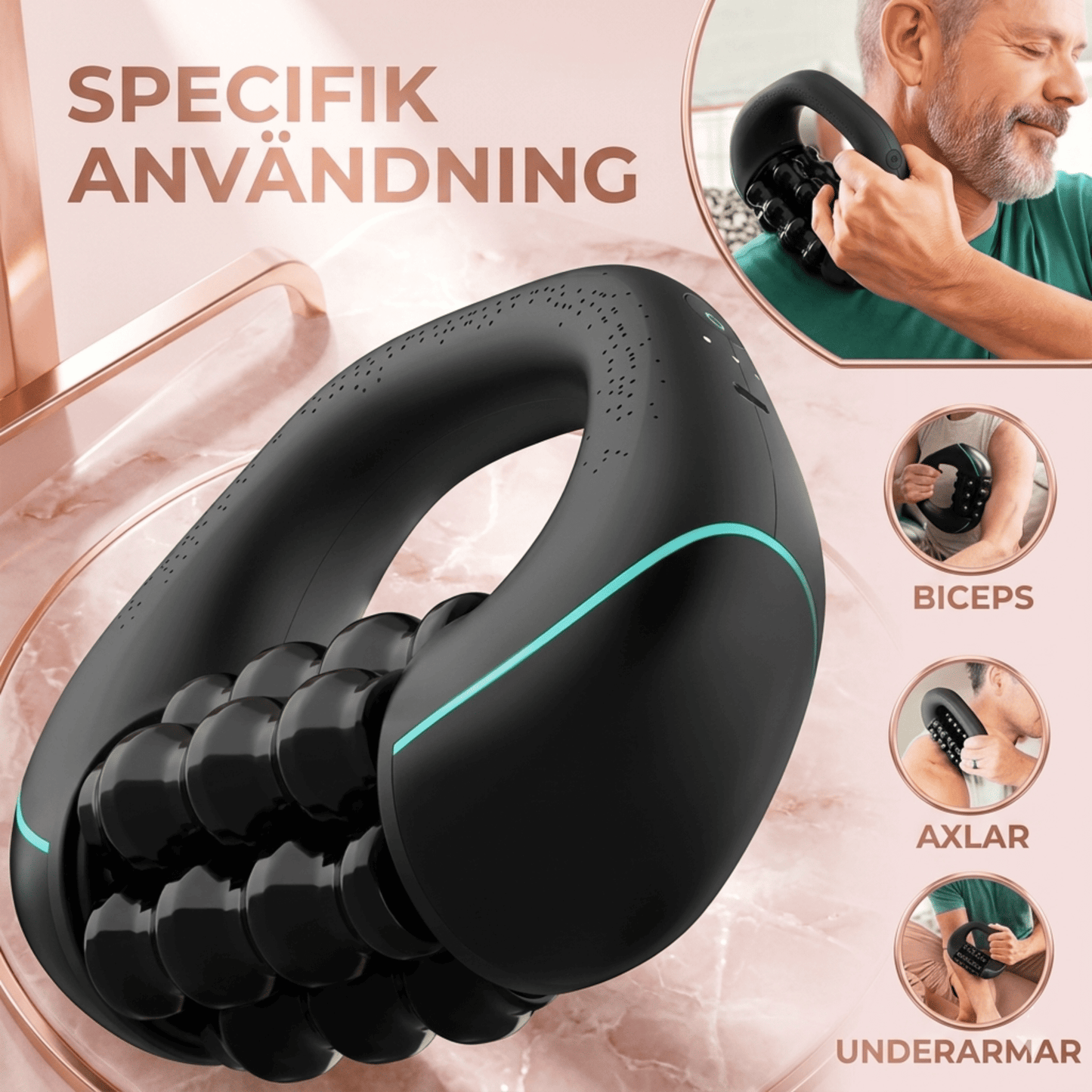 NodeRoll – Elektrisk Rullmassager med Perkussionsteknik, Uppladdningsbar Helkroppsmassage